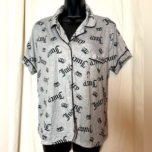 Juicy Couture Sleepwear Womens Sz XL Top Only Super Soft Princess Button Down